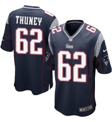 Men's Nike New England Patriots #62 Joe Thuney Game Navy Blue Team Color NFL Jersey