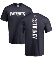 NFL Nike New England Patriots #62 Joe Thuney Navy Blue Backer T-Shirt