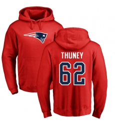 NFL Nike New England Patriots #62 Joe Thuney Red Name & Number Logo Pullover Hoodie