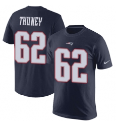 Nike New England Patriots #62 Joe Thuney Navy Blue Rush Pride Name & Number T-Shirt