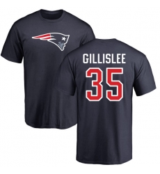 NFL Nike New England Patriots #35 Mike Gillislee Navy Blue Name & Number Logo T-Shirt