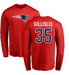 NFL Nike New England Patriots #35 Mike Gillislee Red Name & Number Logo Long Sleeve T-Shirt