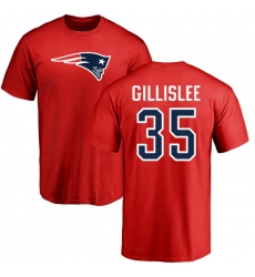 NFL Nike New England Patriots #35 Mike Gillislee Red Name & Number Logo T-Shirt