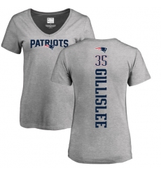 NFL Women's Nike New England Patriots #35 Mike Gillislee Ash Backer V-Neck T-Shirt