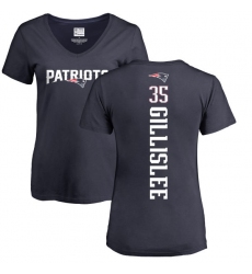 NFL Women's Nike New England Patriots #35 Mike Gillislee Navy Blue Backer T-Shirt