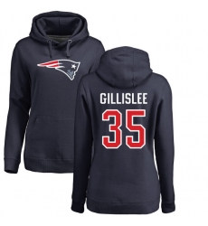 NFL Women's Nike New England Patriots #35 Mike Gillislee Navy Blue Name & Number Logo Pullover Hoodie