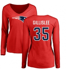 NFL Women's Nike New England Patriots #35 Mike Gillislee Red Name & Number Logo Slim Fit Long Sleeve T-Shirt