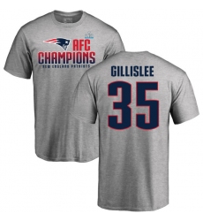 Nike New England Patriots #35 Mike Gillislee Heather Gray 2017 AFC Champions V-Neck T-Shirt
