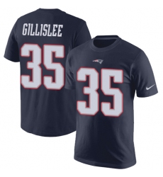 Nike New England Patriots #35 Mike Gillislee Navy Blue Rush Pride Name & Number T-Shirt