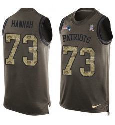 Men's Nike New England Patriots #73 John Hannah Limited Green Salute to Service Tank Top NFL Jersey