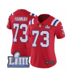 Women's Nike New England Patriots #73 John Hannah Red Alternate Vapor Untouchable Limited Player Super Bowl LIII Bound NFL Jersey