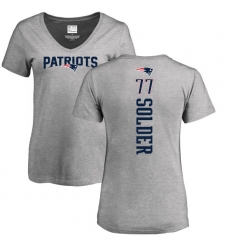 NFL Women's Nike New England Patriots #77 Nate Solder Ash Backer V-Neck T-Shirt