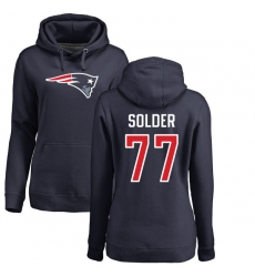 NFL Women's Nike New England Patriots #77 Nate Solder Navy Blue Name & Number Logo Pullover Hoodie