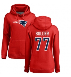 NFL Women's Nike New England Patriots #77 Nate Solder Red Name & Number Logo Pullover Hoodie