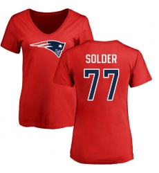 NFL Women's Nike New England Patriots #77 Nate Solder Red Name & Number Logo Slim Fit T-Shirt