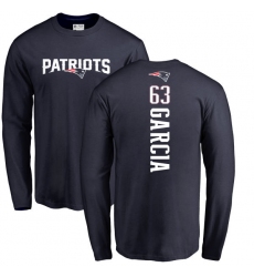 NFL Nike New England Patriots #63 Antonio Garcia Navy Blue Backer Long Sleeve T-Shirt