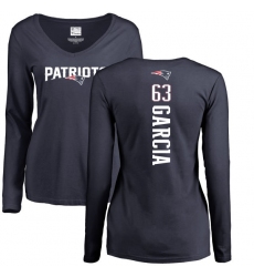 NFL Women's Nike New England Patriots #63 Antonio Garcia Navy Blue Backer Slim Fit Long Sleeve T-Shirt