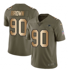 Men's Nike New England Patriots #90 Malcom Brown Limited Olive/Gold 2017 Salute to Service NFL Jersey
