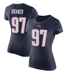 Women's Nike New England Patriots #97 Alan Branch Navy Blue Rush Pride Name & Number T-Shirt