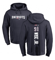 NFL Nike New England Patriots #91 Deatrich Wise Jr Navy Blue Backer Pullover Hoodie