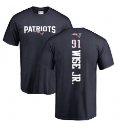 NFL Nike New England Patriots #91 Deatrich Wise Jr Navy Blue Backer T-Shirt