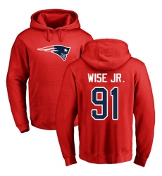 NFL Nike New England Patriots #91 Deatrich Wise Jr Red Name & Number Logo Pullover Hoodie