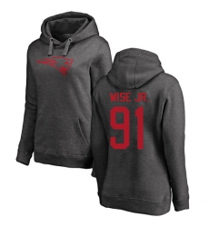 NFL Women's Nike New England Patriots #91 Deatrich Wise Jr Ash One Color Pullover Hoodie