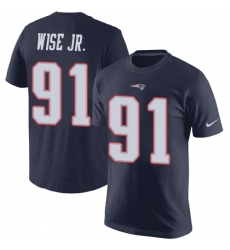 Nike New England Patriots #91 Deatrich Wise Jr Navy Blue Rush Pride Name & Number T-Shirt