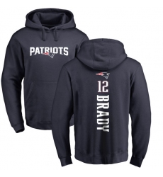 NFL Nike New England Patriots #12 Tom Brady Navy Blue Backer Pullover Hoodie