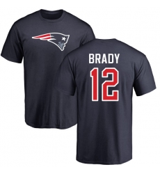 NFL Nike New England Patriots #12 Tom Brady Navy Blue Name & Number Logo T-Shirt