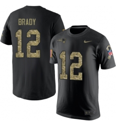 Nike New England Patriots #12 Tom Brady Black Camo Salute to Service T-Shirt