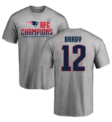 Nike New England Patriots #12 Tom Brady Heather Gray 2017 AFC Champions V-Neck T-Shirt