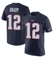 Nike New England Patriots #12 Tom Brady Navy Blue Rush Pride Name & Number T-Shirt