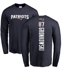 NFL Nike New England Patriots #87 Rob Gronkowski Navy Blue Backer Long Sleeve T-Shirt