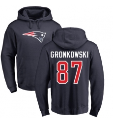 NFL Nike New England Patriots #87 Rob Gronkowski Navy Blue Name & Number Logo Pullover Hoodie