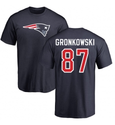 NFL Nike New England Patriots #87 Rob Gronkowski Navy Blue Name & Number Logo T-Shirt