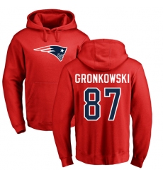 NFL Nike New England Patriots #87 Rob Gronkowski Red Name & Number Logo Pullover Hoodie