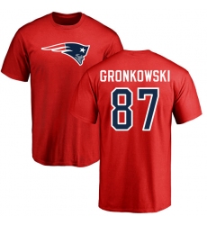 NFL Nike New England Patriots #87 Rob Gronkowski Red Name & Number Logo T-Shirt