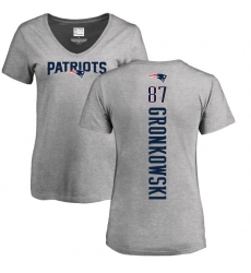 NFL Women's Nike New England Patriots #87 Rob Gronkowski Ash Backer V-Neck T-Shirt