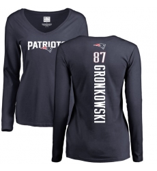 NFL Women's Nike New England Patriots #87 Rob Gronkowski Navy Blue Backer Slim Fit Long Sleeve T-Shirt