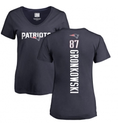 NFL Women's Nike New England Patriots #87 Rob Gronkowski Navy Blue Backer T-Shirt