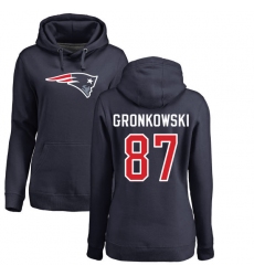 NFL Women's Nike New England Patriots #87 Rob Gronkowski Navy Blue Name & Number Logo Pullover Hoodie