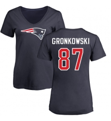 NFL Women's Nike New England Patriots #87 Rob Gronkowski Navy Blue Name & Number Logo Slim Fit T-Shirt