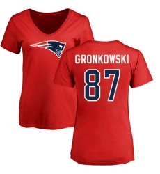 NFL Women's Nike New England Patriots #87 Rob Gronkowski Red Name & Number Logo Slim Fit T-Shirt