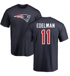 NFL Nike New England Patriots #11 Julian Edelman Navy Blue Name & Number Logo T-Shirt