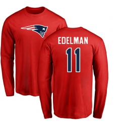 NFL Nike New England Patriots #11 Julian Edelman Red Name & Number Logo Long Sleeve T-Shirt