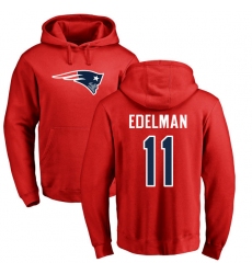 NFL Nike New England Patriots #11 Julian Edelman Red Name & Number Logo Pullover Hoodie