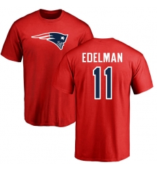 NFL Nike New England Patriots #11 Julian Edelman Red Name & Number Logo T-Shirt