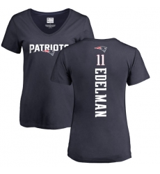 NFL Women's Nike New England Patriots #11 Julian Edelman Navy Blue Backer T-Shirt