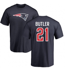 NFL Nike New England Patriots #21 Malcolm Butler Navy Blue Name & Number Logo T-Shirt